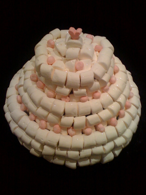 White & Pink Marshmallow Cake